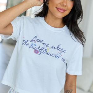 Wildflowers White Boxy Graphic Tee