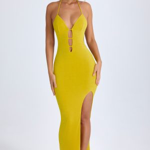 Cut-Out Halterneck Maxi Dress in Buttercup