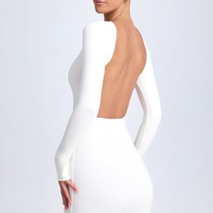 Modal Open-Back Bodycon Mini Dress in White