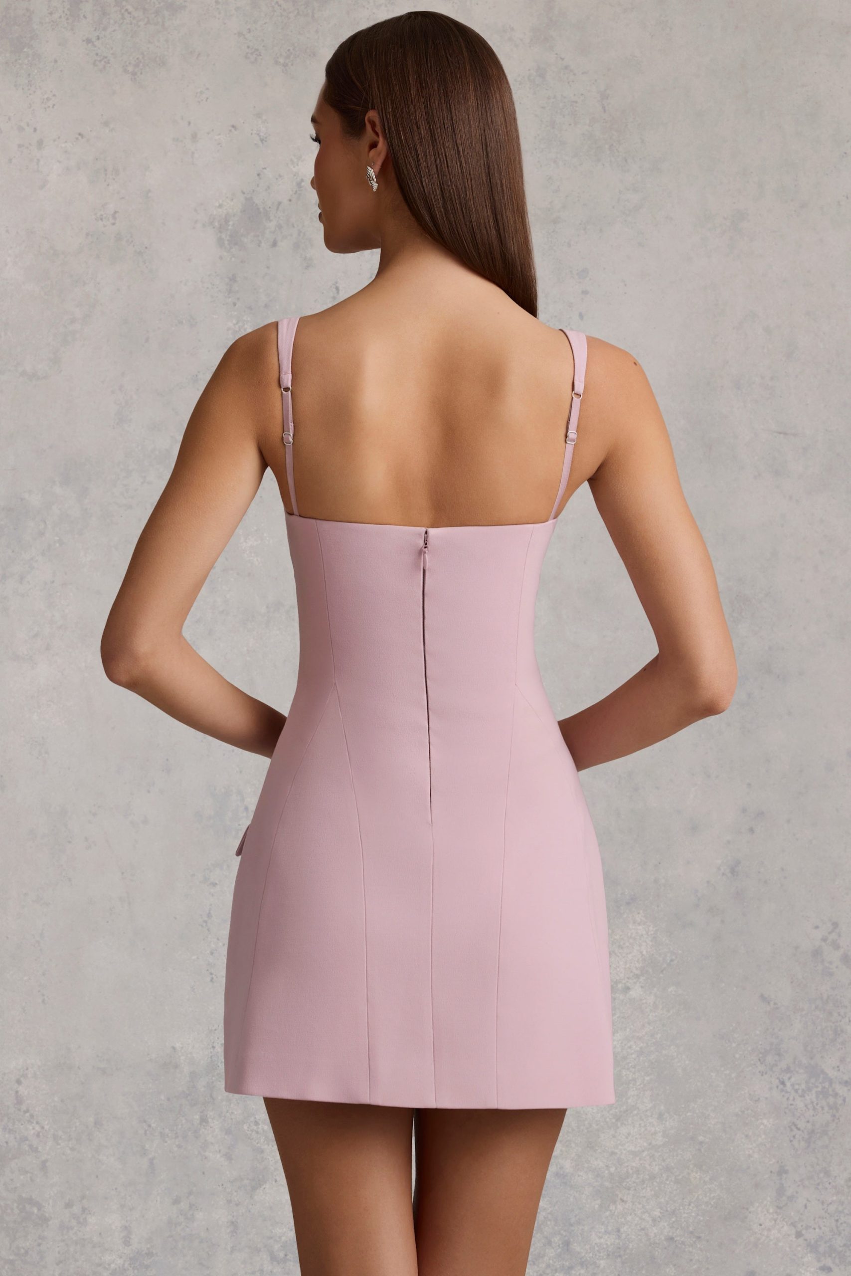 Cut-Out Structured A-Line Mini Dress in Mauve - Image 2