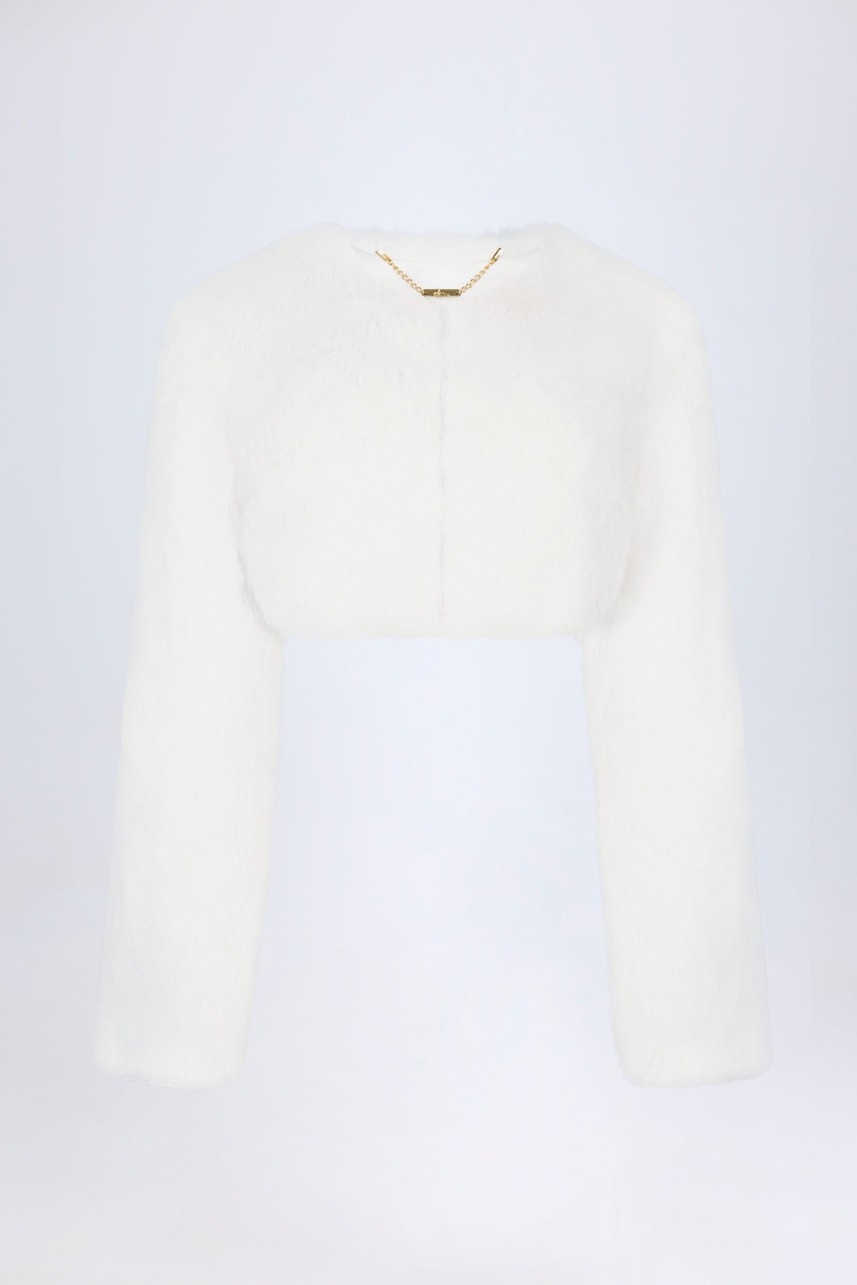 Faux Fur Cropped Bolero in White - Image 2