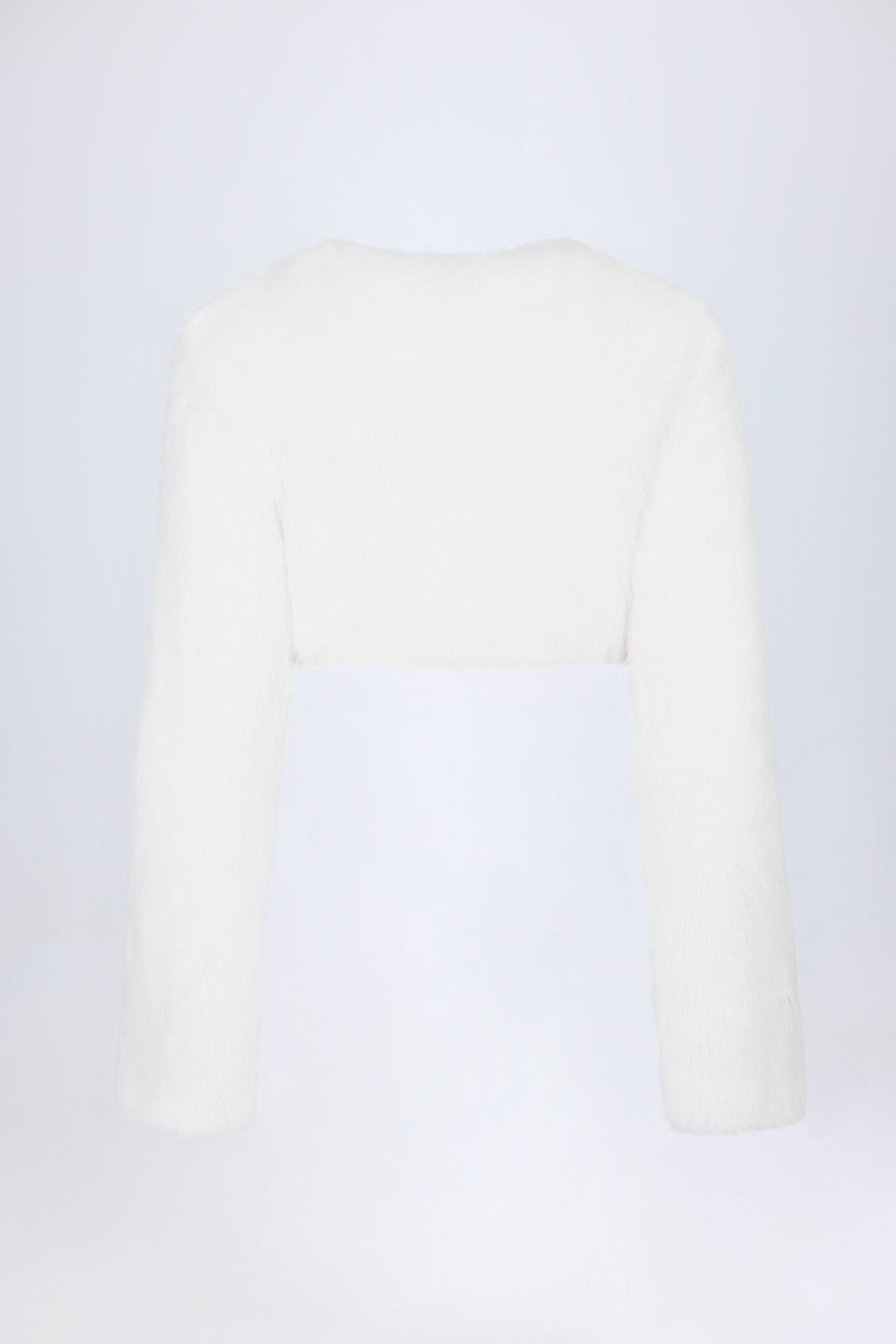 Faux Fur Cropped Bolero in White - Image 4