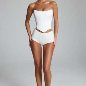 Slinky Jersey Low-Rise Hotpants in White