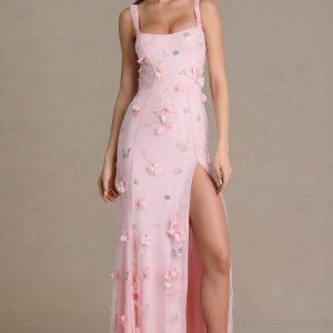 Premium Embellished Corset Gown in Baby Pink