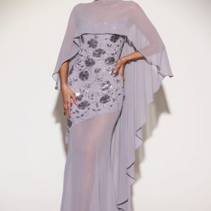 Sheer Chiffon Draped Cape in Lilac