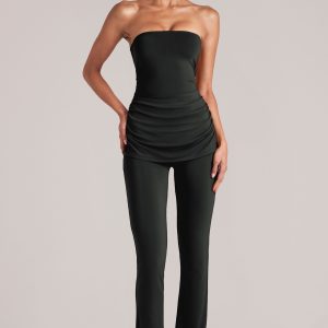 Mid-Rise Fitted Trousers  in Black