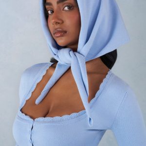 Knit Headscarf in Soft Blue