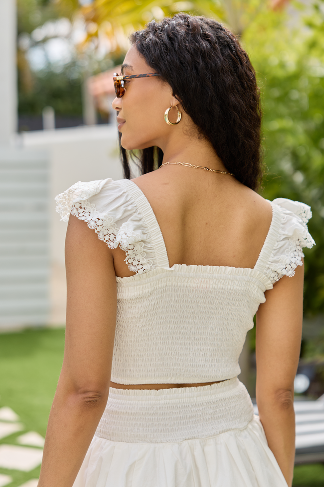 Sweet Talk White Flutter Shoulder Tank and Skort Set - Image 6