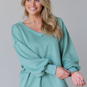 Masyn Sage V-Neck Pullover SALE
