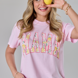 Mama Lemons Print Light Pink Graphic Tee