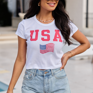 USA Block Flag White Baby Graphic Tee