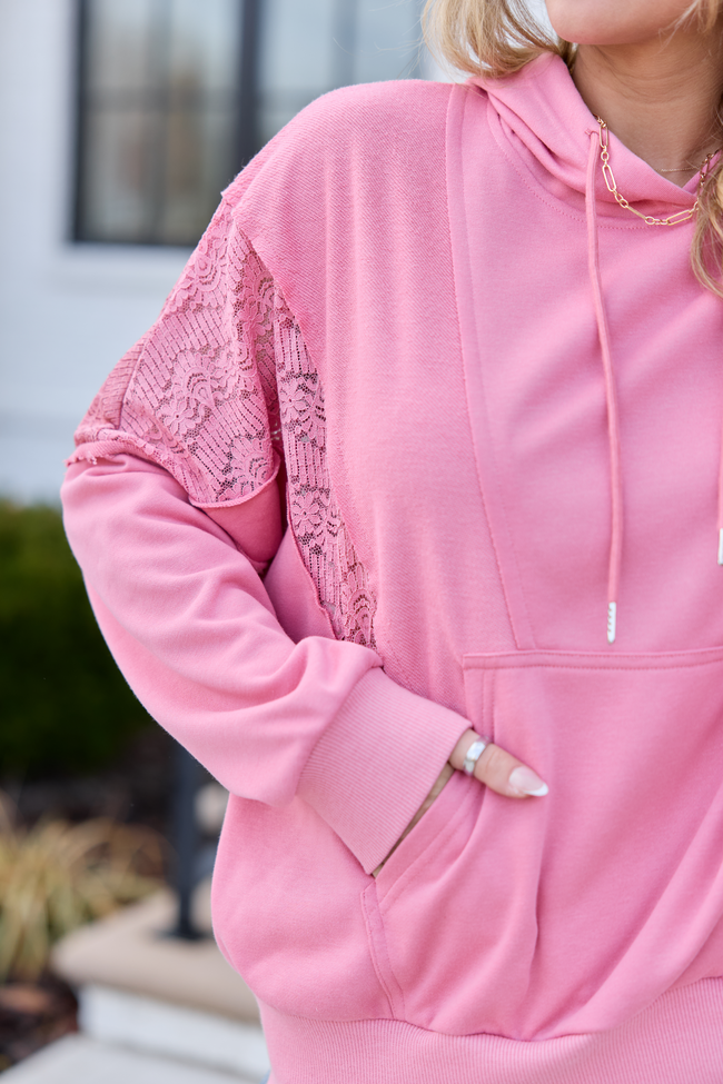 Emerson Mauve Lace Patchwork Hoodie - Image 5