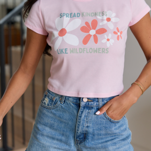 Spread Kindness Like Wildflowers Pink Baby Graphic Tee