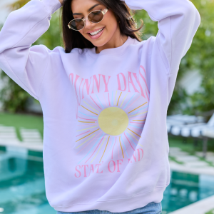 Sunny Days State Of Mind Purple Graphic Sweatshirt