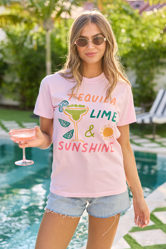 Tequila. Lime. & Sunshine Light Pink Graphic Tee - Image 4