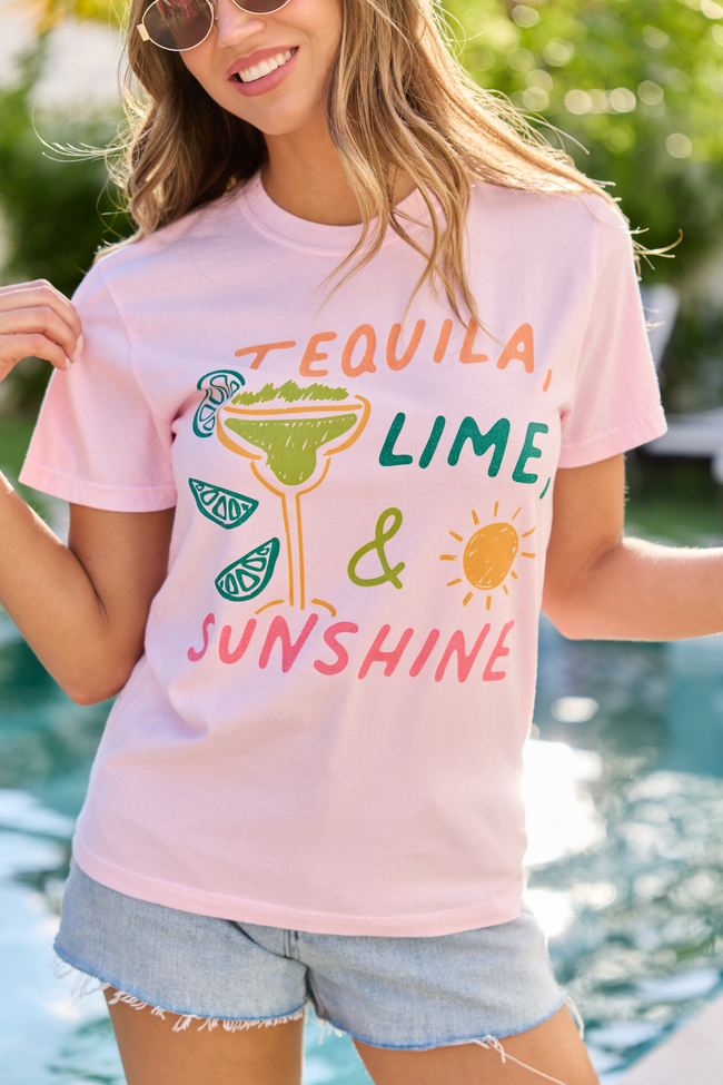Tequila. Lime. & Sunshine Light Pink Graphic Tee - Image 2