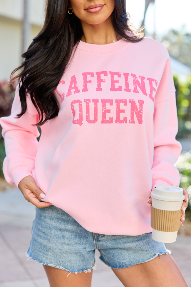 Caffeine Queen Light Pink Graphic Sweatshirt - Image 2