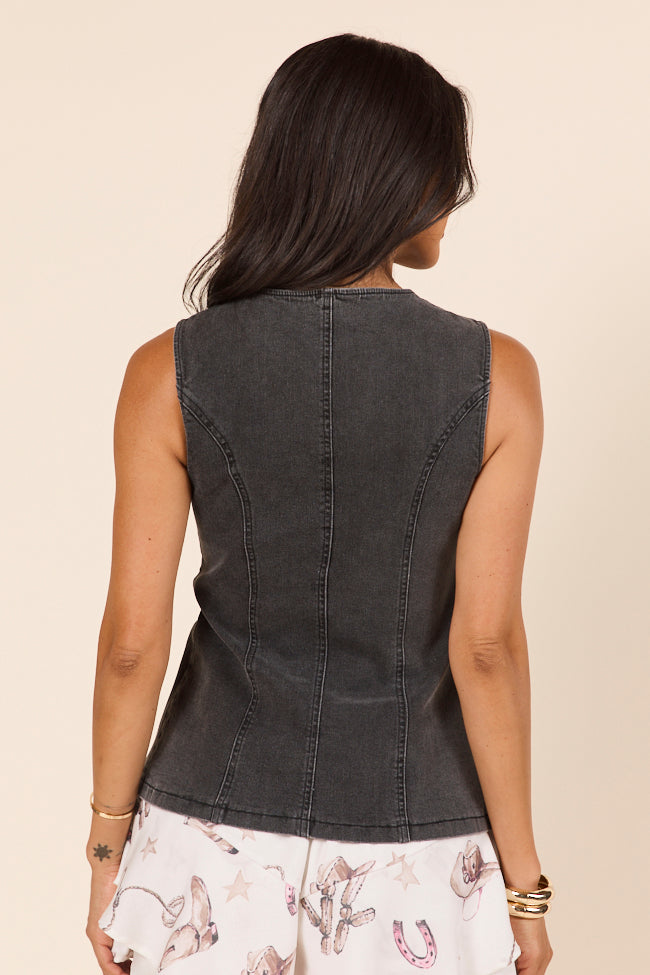 Western Ties Black Bow Denim Vest SALE - Image 6