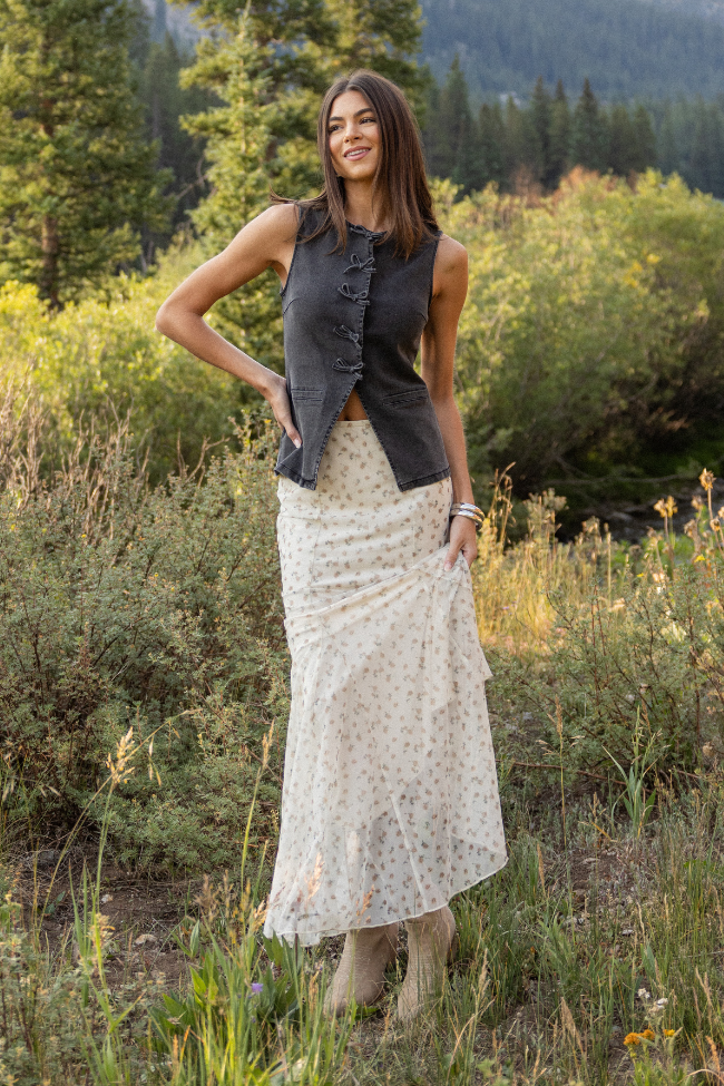 Western Ties Black Bow Denim Vest SALE - Image 2