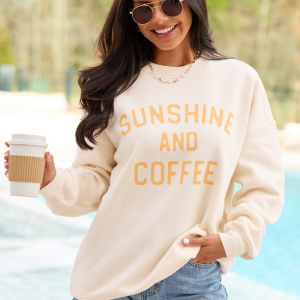 Sunshine And Coffee Cream Graphic Sweatshirt