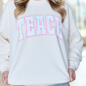 Teach Block Print Cream Graphic Sweatshirt