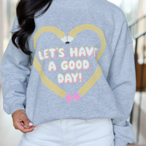 Pencil Heart Light Grey Graphic Sweatshirt
