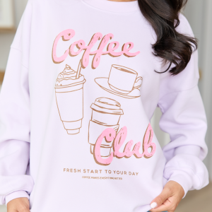 Coffee Club Purple Graphic Sweatshirt