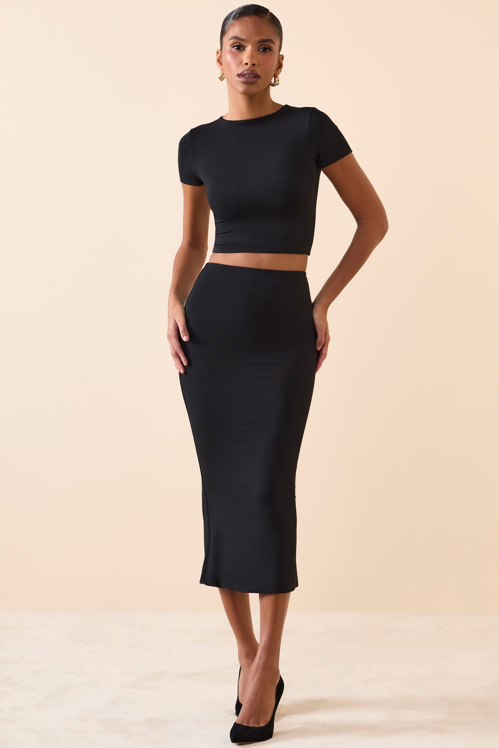 Cap Sleeve Crop Top in Black - Image 5
