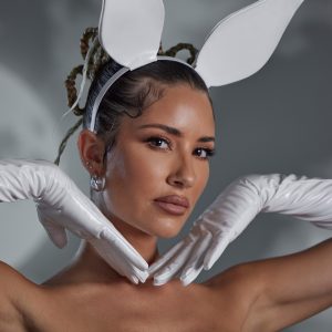 Hand Stitched Vinyl Bunny Ears in White