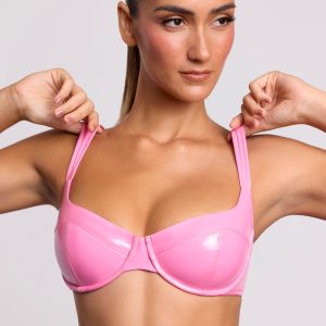 Vinyl Underwired Bralette in Pink
