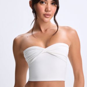 Modal Twist-Front Bandeau Top in White