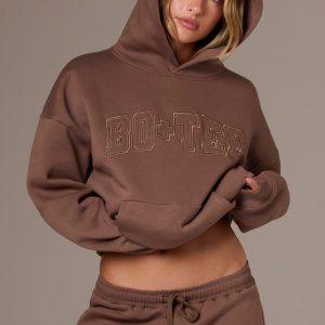 Embroidered Oversized Hoodie in Cocoa