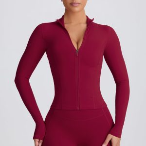 Soft Active Zip-Up Jacket in Burgundy
