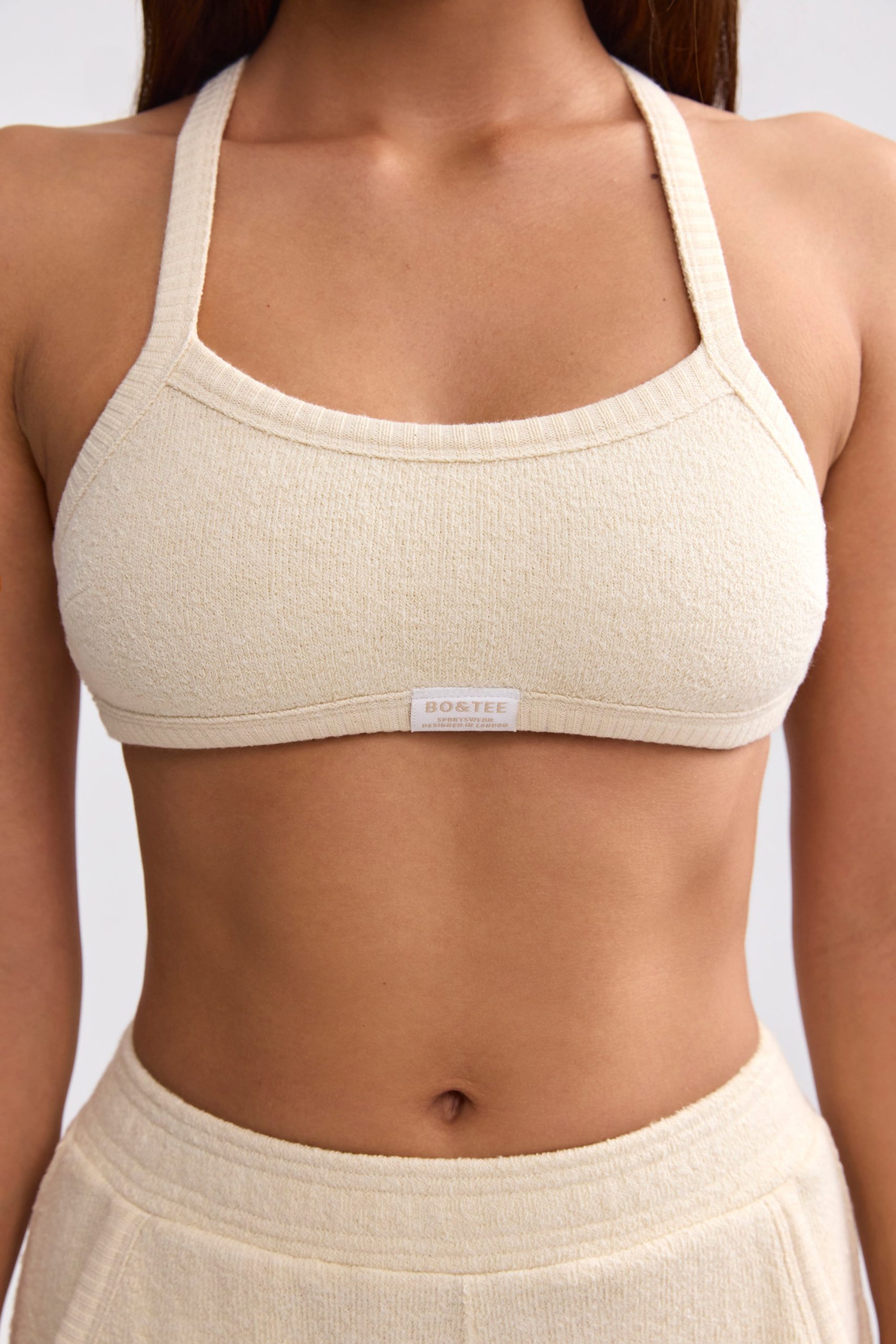 Terry Towelling Scoop-Neck Bralette in Cream - Image 4