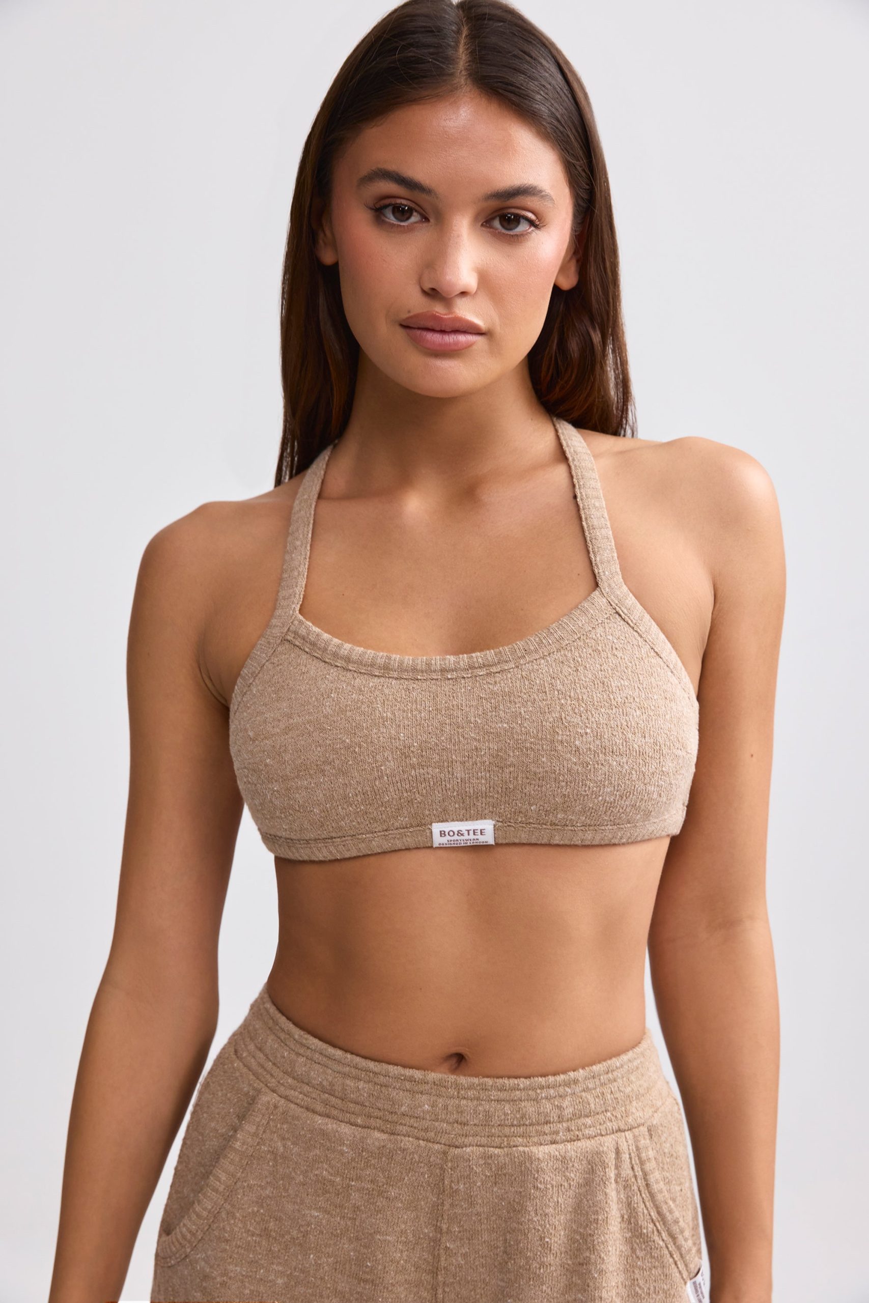 Terry Towelling Scoop-Neck Bralette in Mocha Brown - Image 5