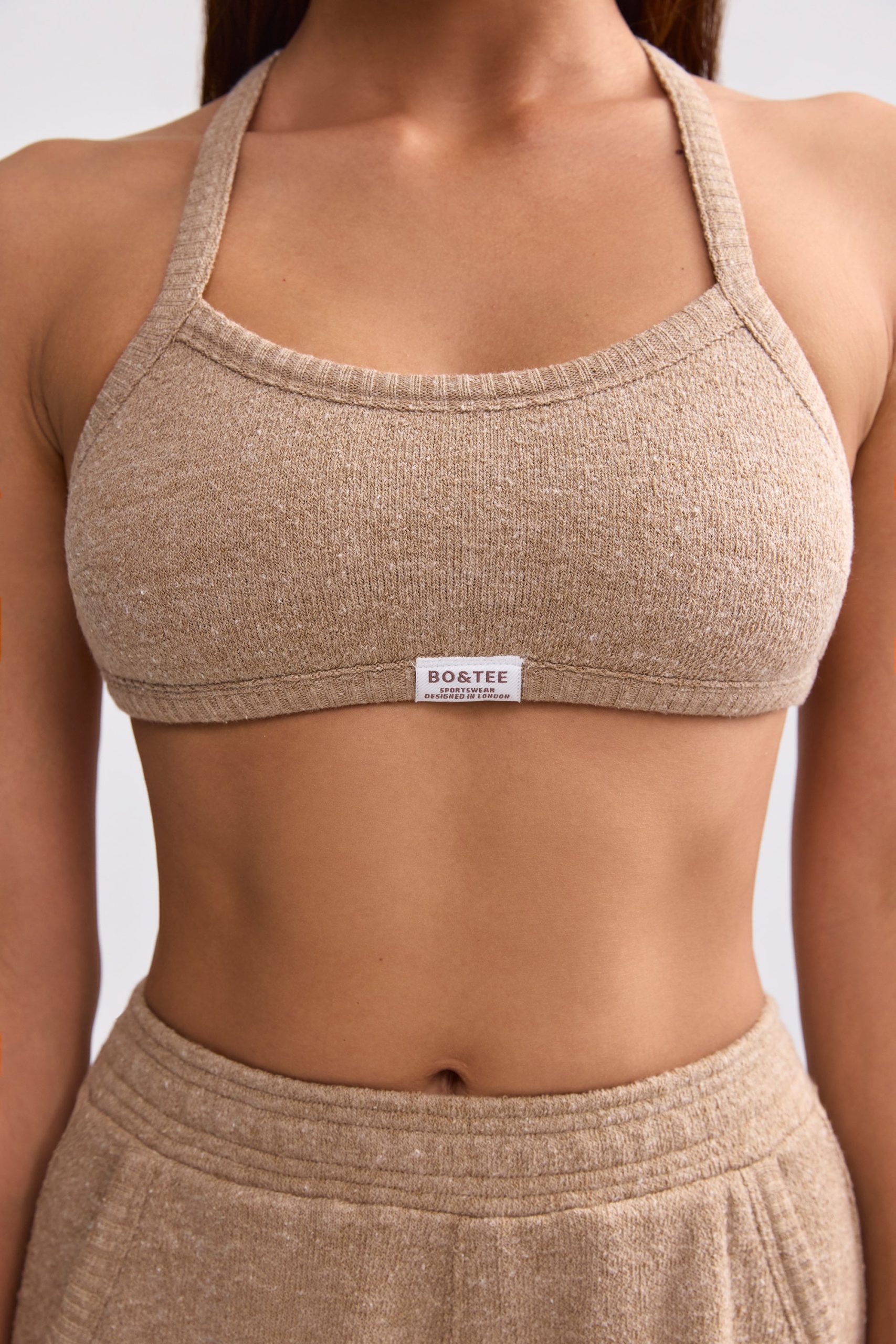 Terry Towelling Scoop-Neck Bralette in Mocha Brown - Image 4