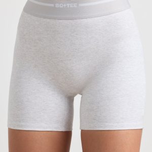 High-Waist Mini Shorts in Grey Marl