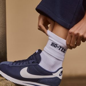 Ribbed Half-Crew Socks in White