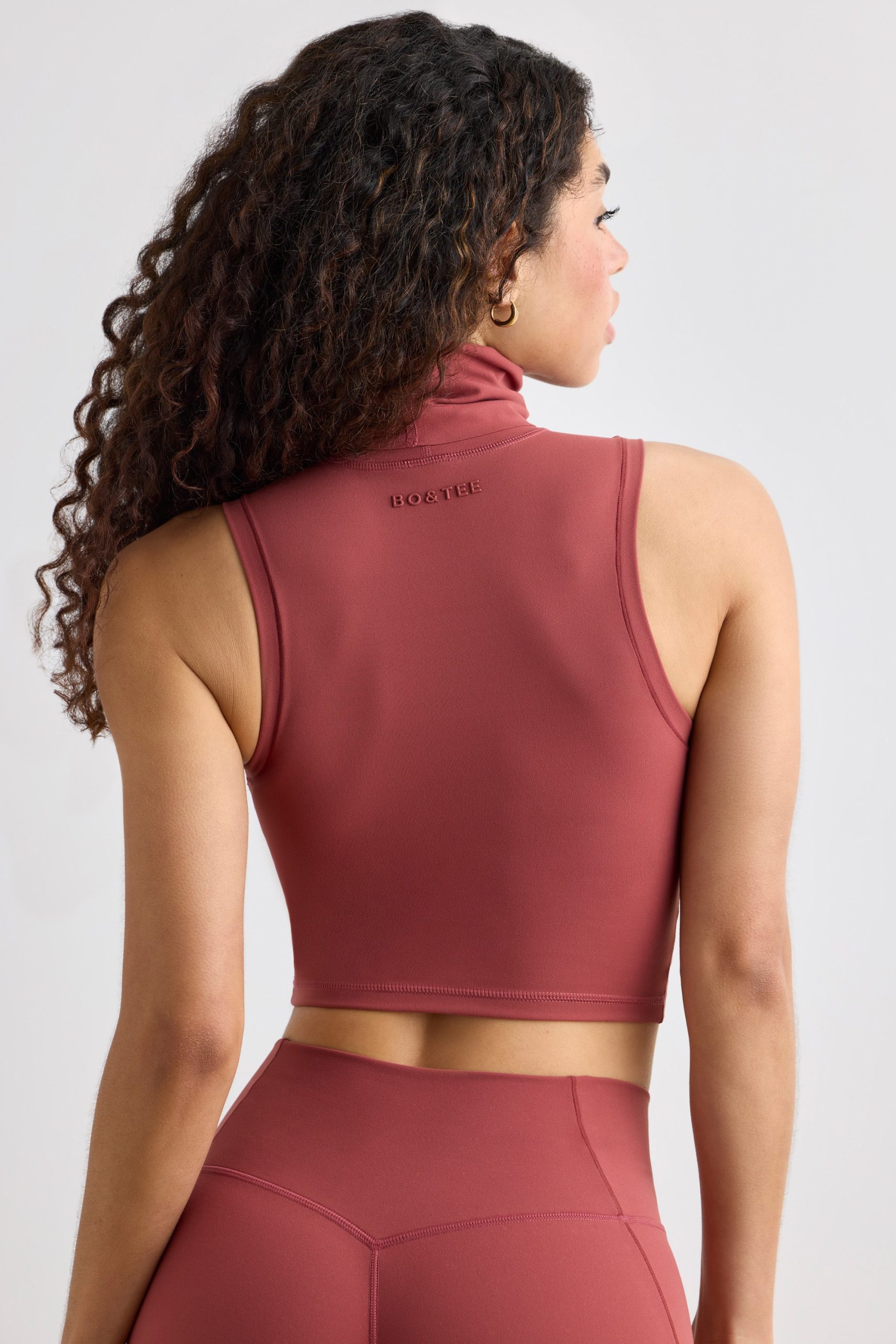 Soft Active Turtleneck Tank Top in Rust - Image 2