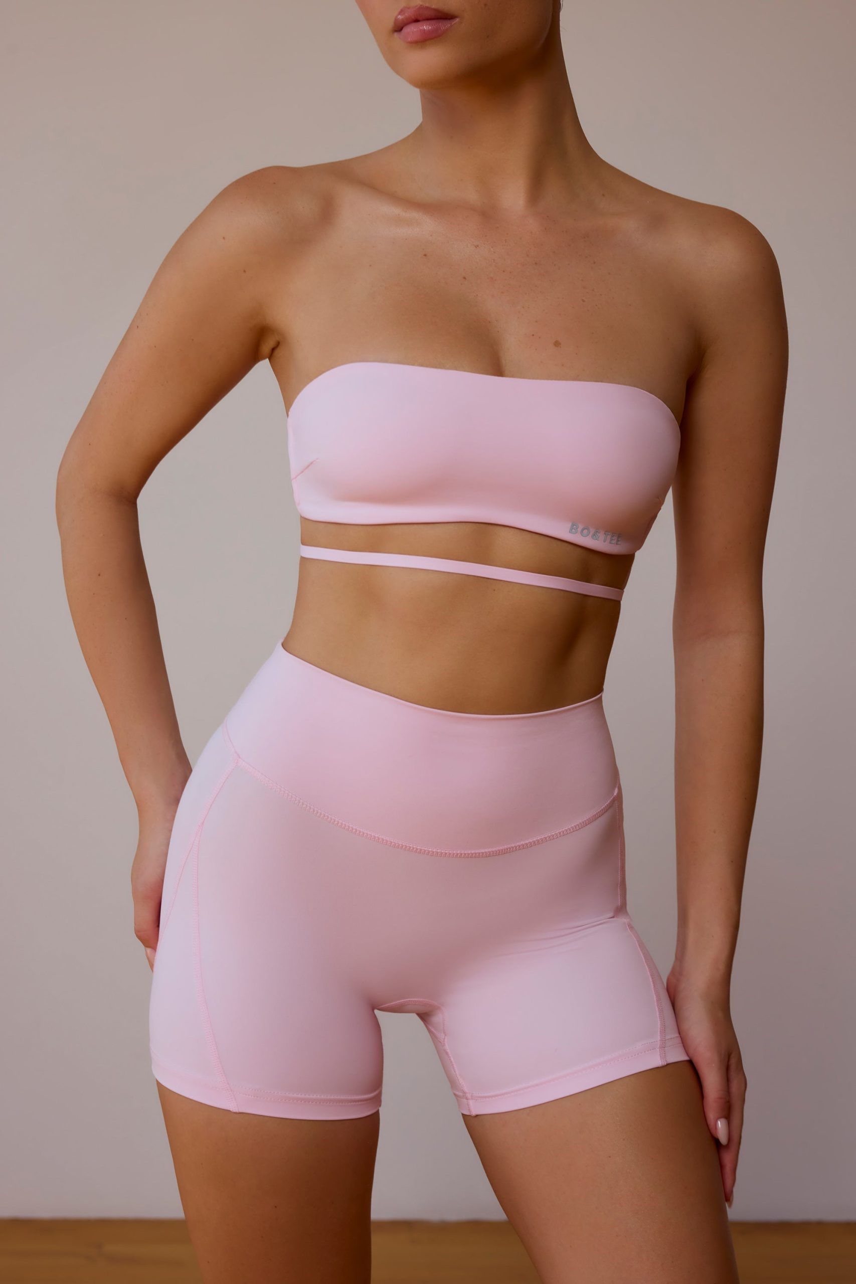 Cross-Back Bandeau Bra in Soft Pink - Image 4
