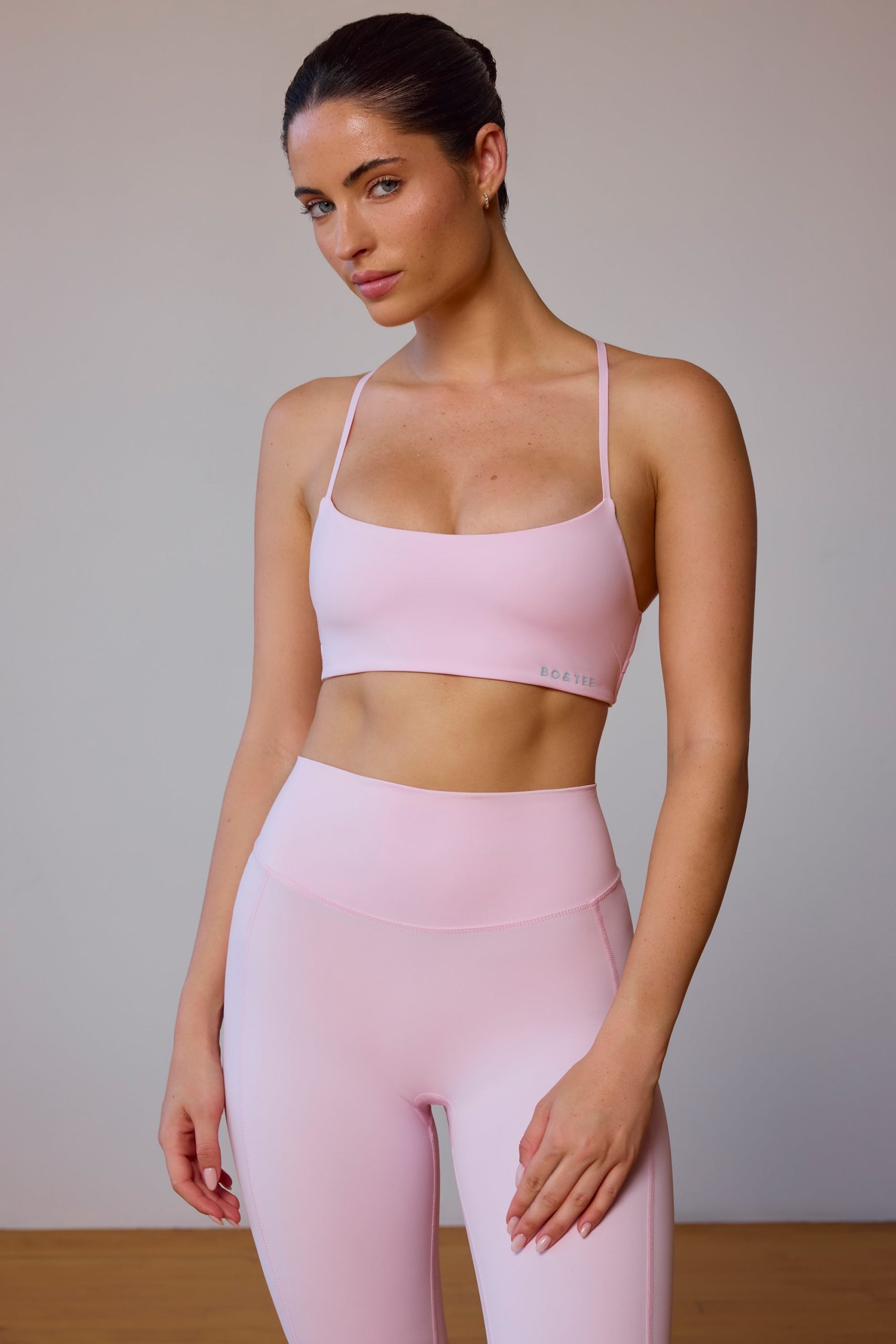 Cross-Back Sports Bra in Soft Pink - Image 2