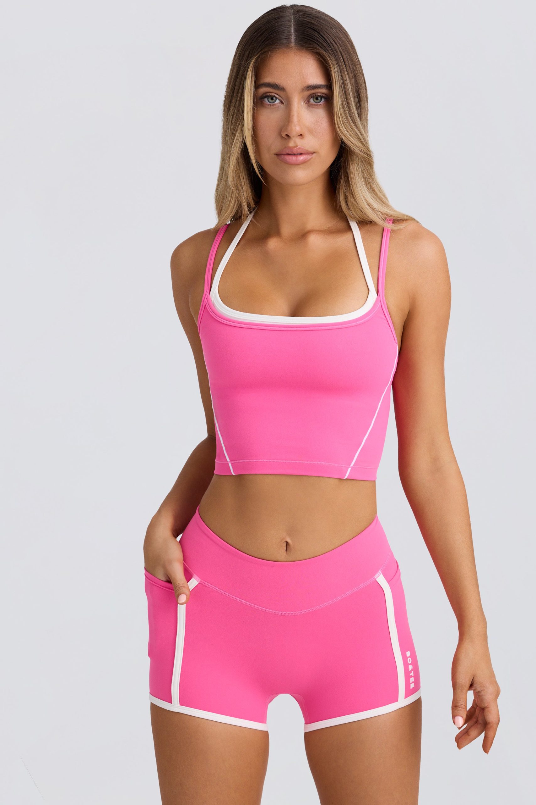 Soft Active Contrast Mini Shorts in Bubblegum Pink - Image 6