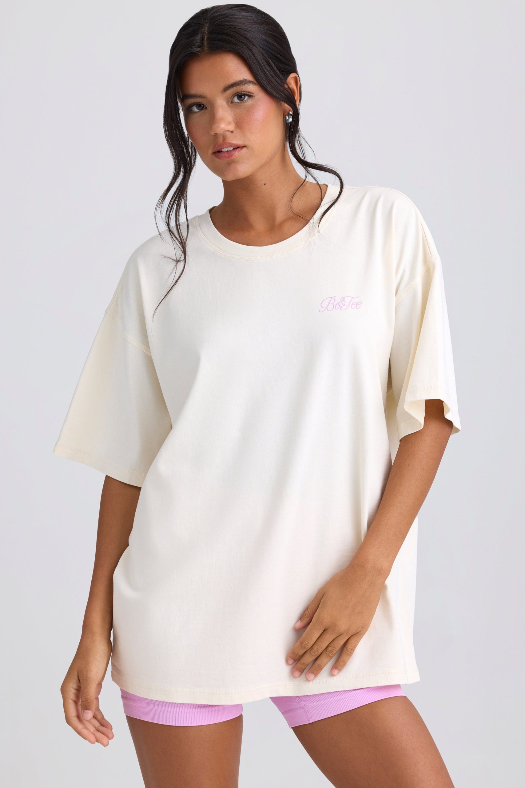 Oversized Short-Sleeve T-Shirt in Egg Shell - Image 4