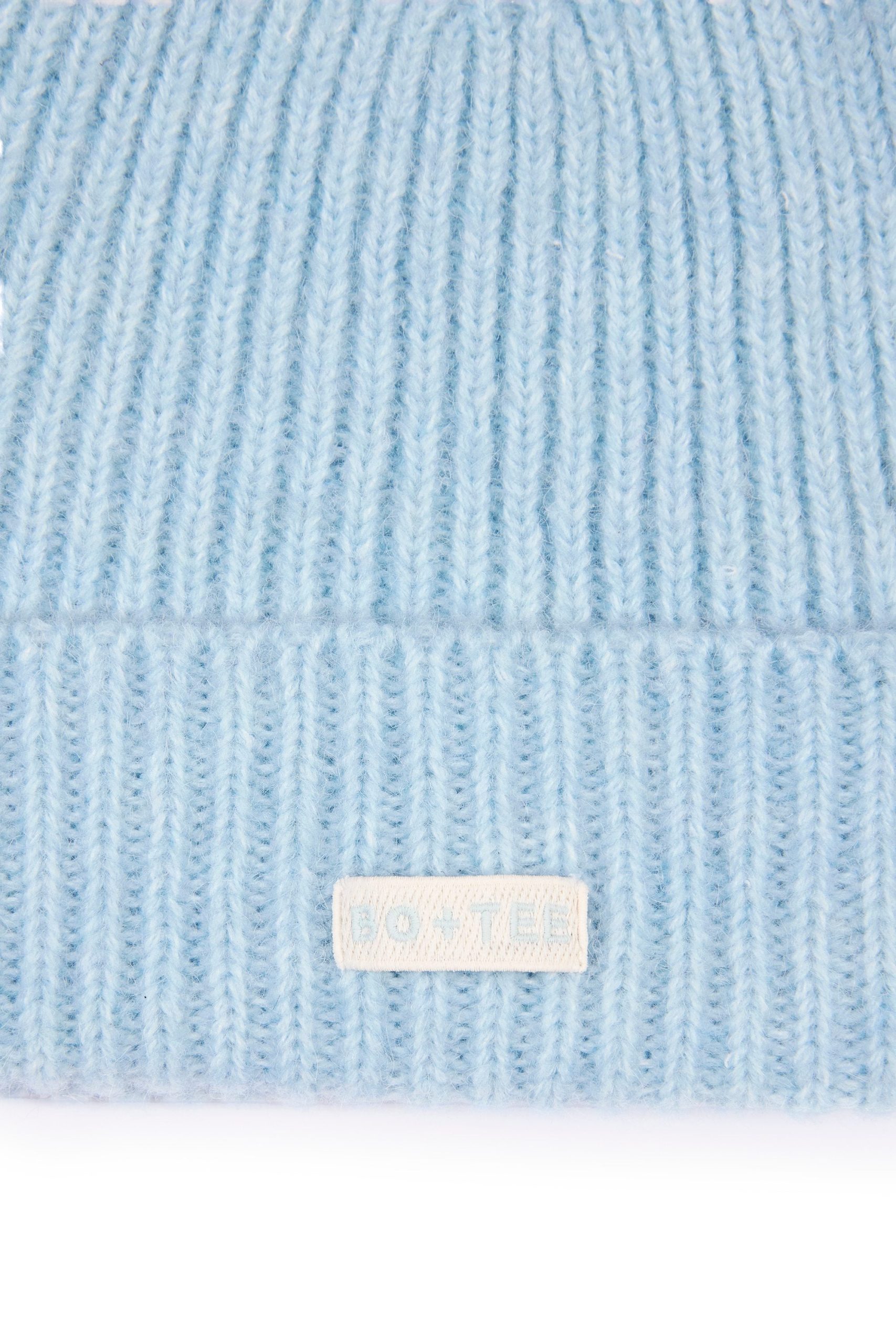 Ribbed Knit Beanie Hat in Powder Blue - Image 3