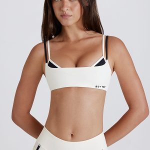 Soft Active Twist-Back Layered Sports Bra in Ivory