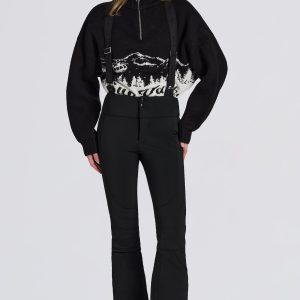 Waterproof High-Rise Salopettes with Suspenders in Black