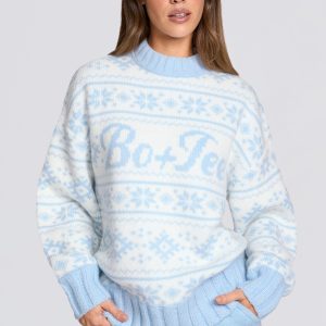 Jacquard-Knit Oversized Jumper in Powder Blue