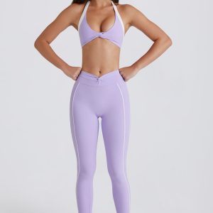 Soft Active Twist-Front Leggings in Lilac