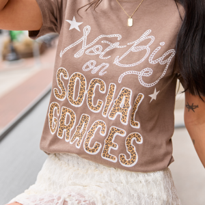 Not Big On Social Graces Brown Graphic Tee