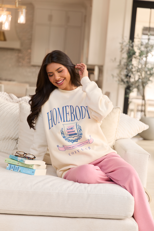 Homebody Club Cream Graphic Sweatshirt - Image 4